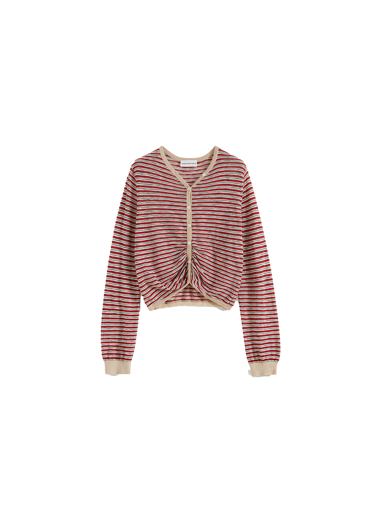 Adjustable Placket Striped Knit Cardigan