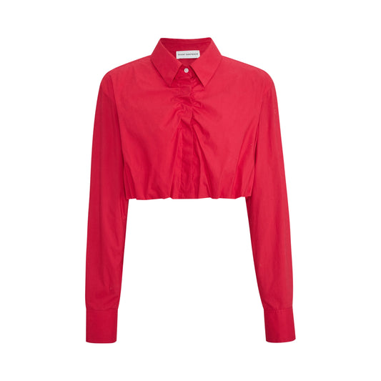 Ruffle Hem Cropped Shirt