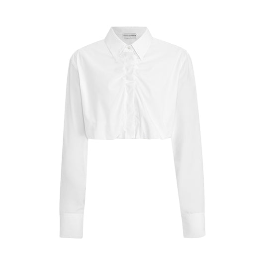 Ruffle Hem Cropped Shirt