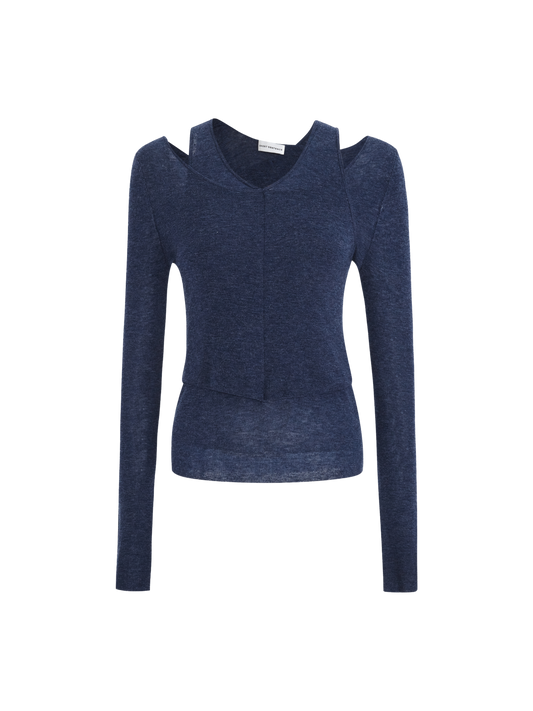 "Air" Double-Layered Wool Knit Top